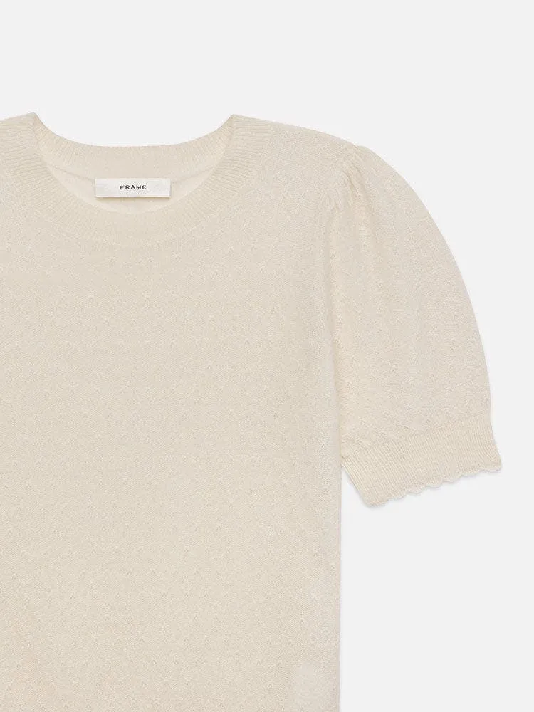 FRAME Pointelle Puff Sleeve Sweater