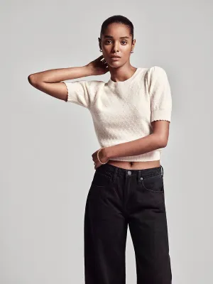 FRAME Pointelle Puff Sleeve Sweater
