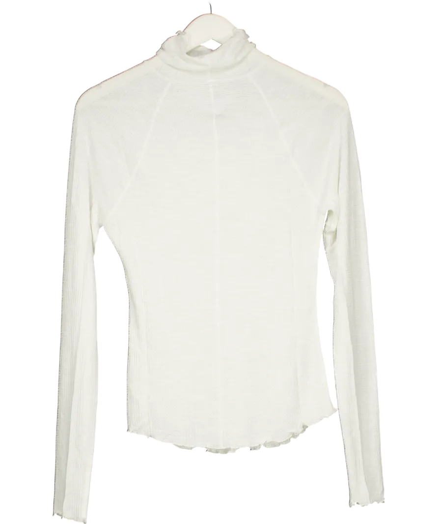 Free People White Make It Easy Thermal Sweatshirt Top UK M