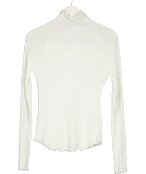 Free People White Make It Easy Thermal Sweatshirt Top UK M