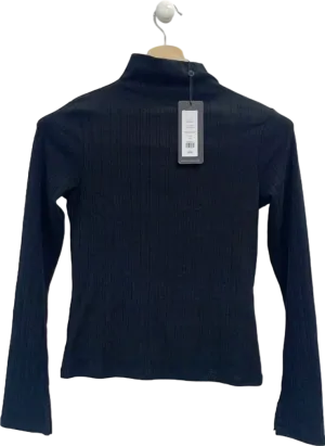 French Connection Black Ribbed Turtleneck Top UK XS