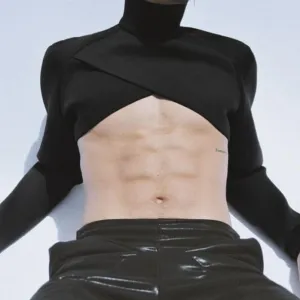 Gay Fashion Black Turtleneck Crop Top