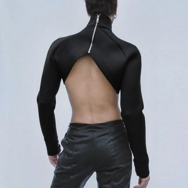 Gay Fashion Black Turtleneck Crop Top