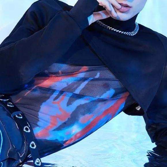 Gay Fashion Black Turtleneck Crop Top