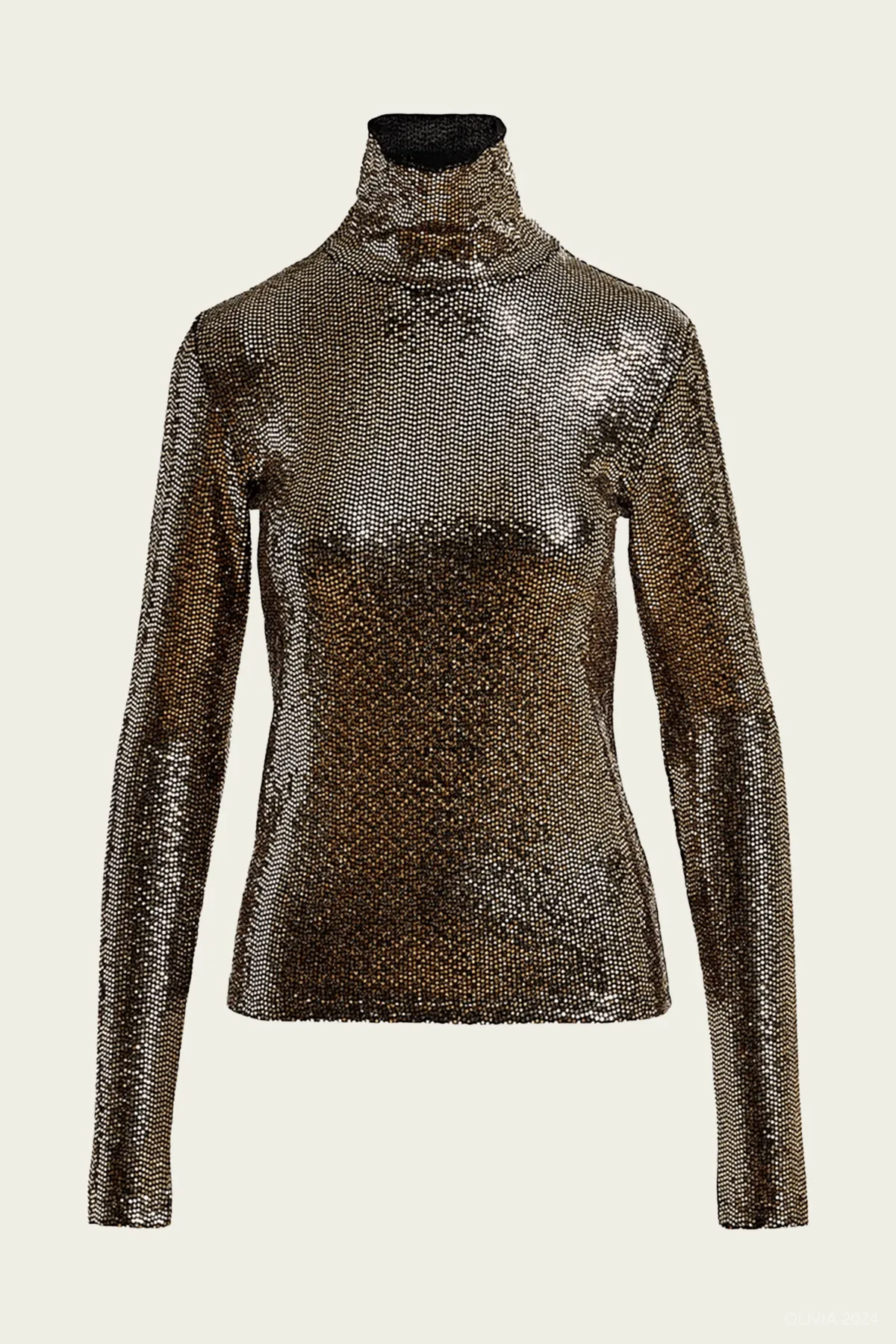 Geaker Jersey Turtleneck Top in Gold