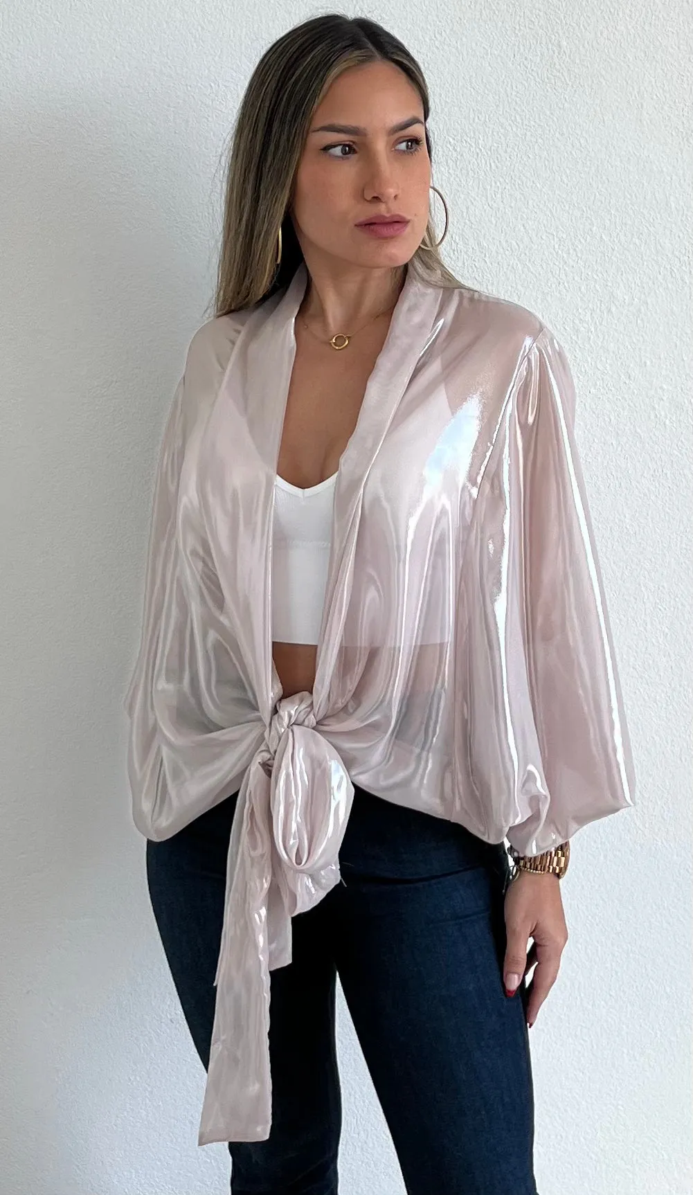 Get Down to Shimmer Long Sleeves Blouse