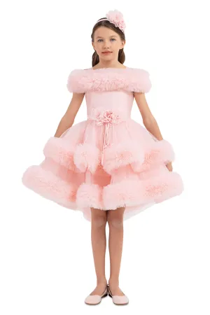 Girls Pink Ruffle Dress