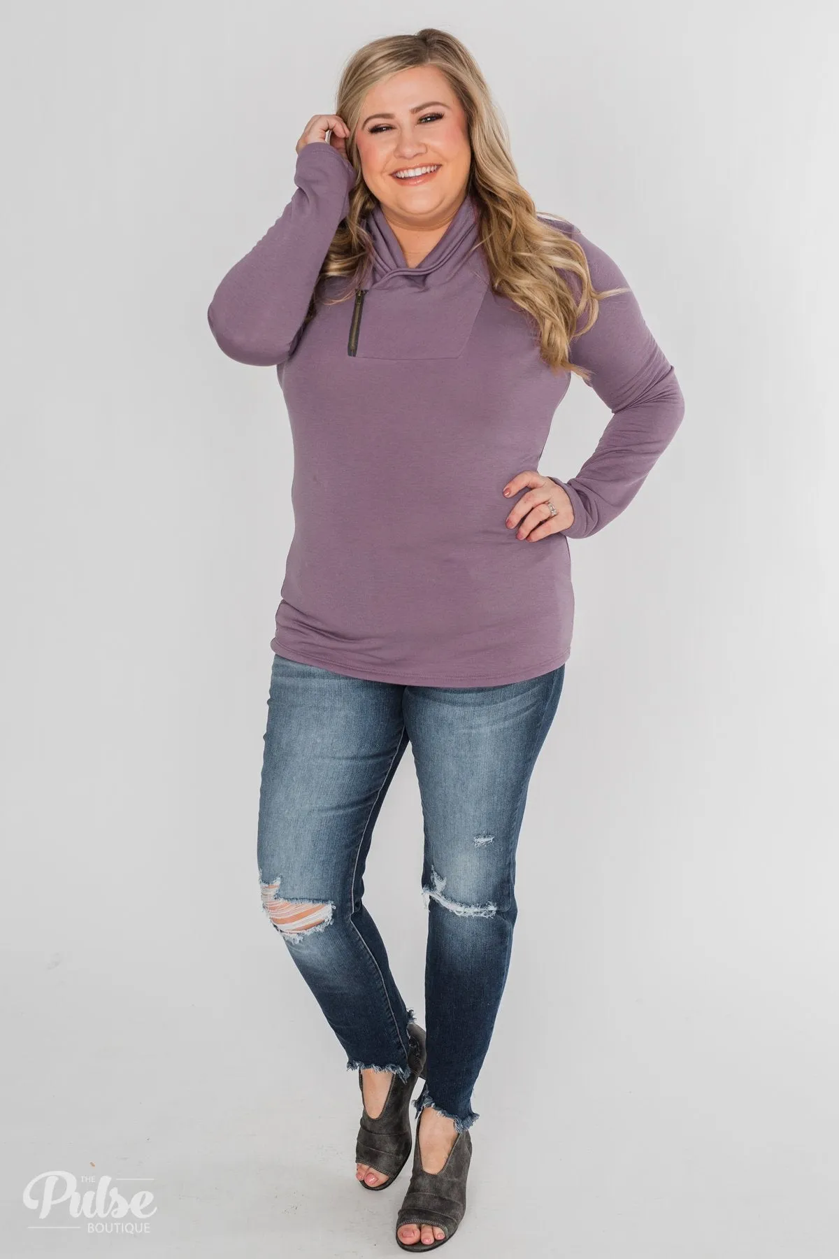 Give Me Time Zipper Pullover Top - Purple