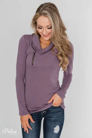 Give Me Time Zipper Pullover Top - Purple