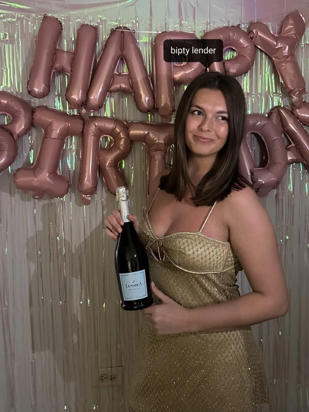Glitter Slip Dress in Gold