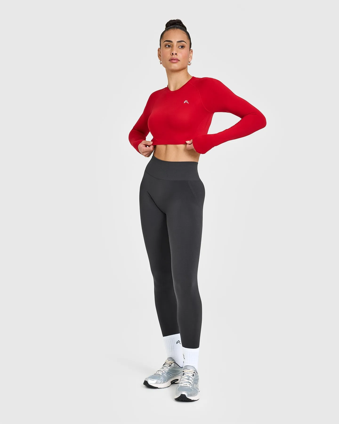 Go To Seamless Fitted Crop Long Sleeve Top | Fire Red
