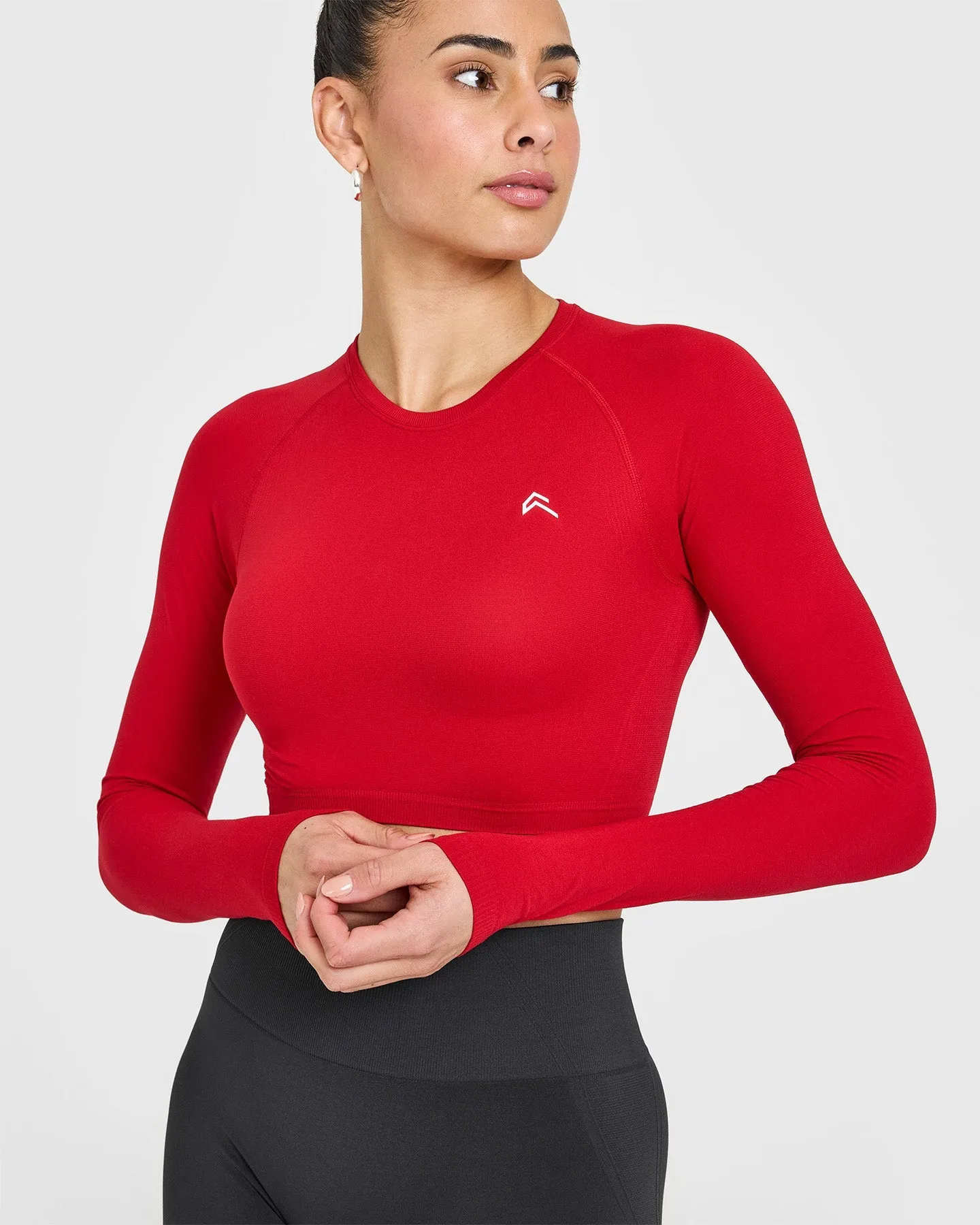 Go To Seamless Fitted Crop Long Sleeve Top | Fire Red
