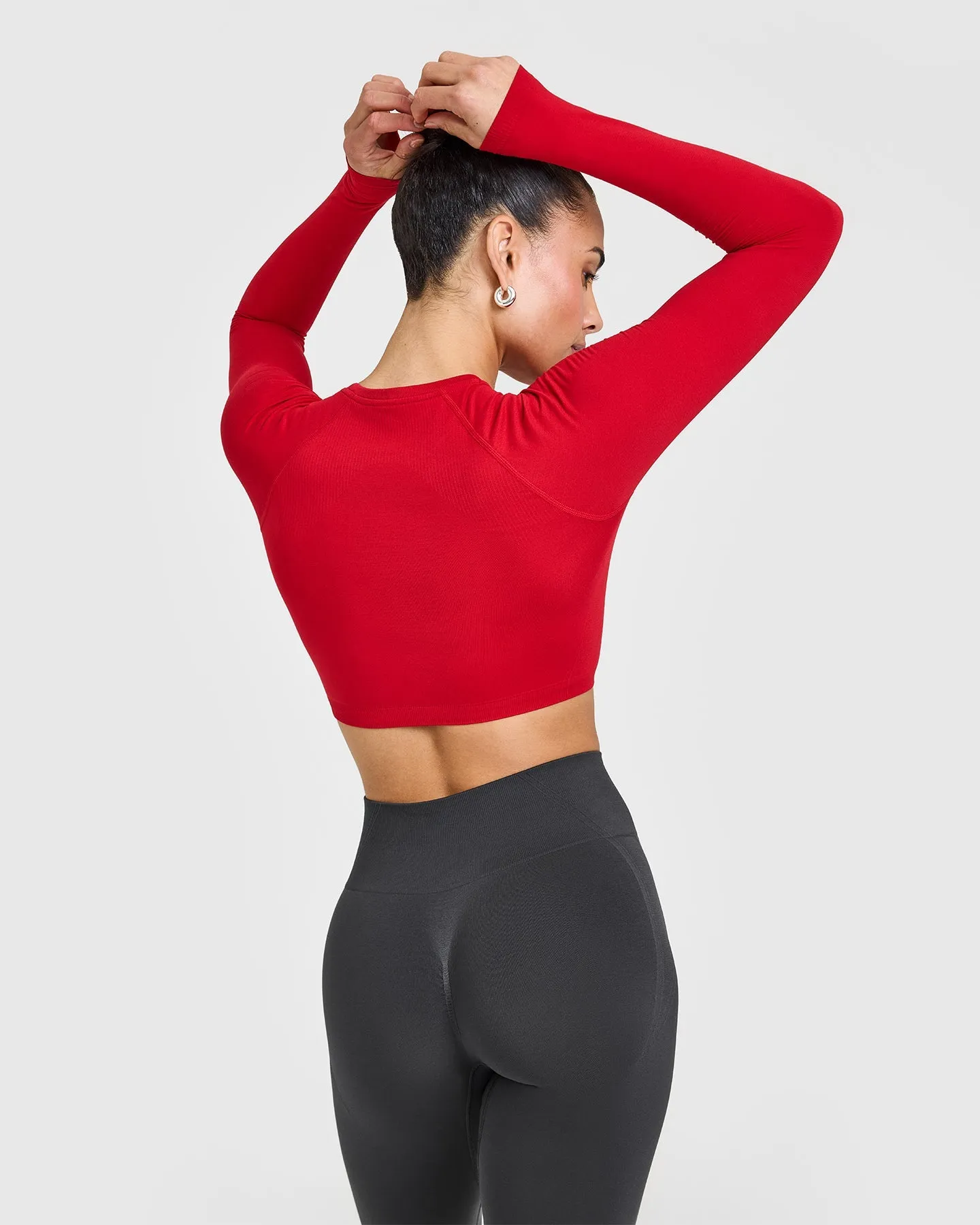 Go To Seamless Fitted Crop Long Sleeve Top | Fire Red