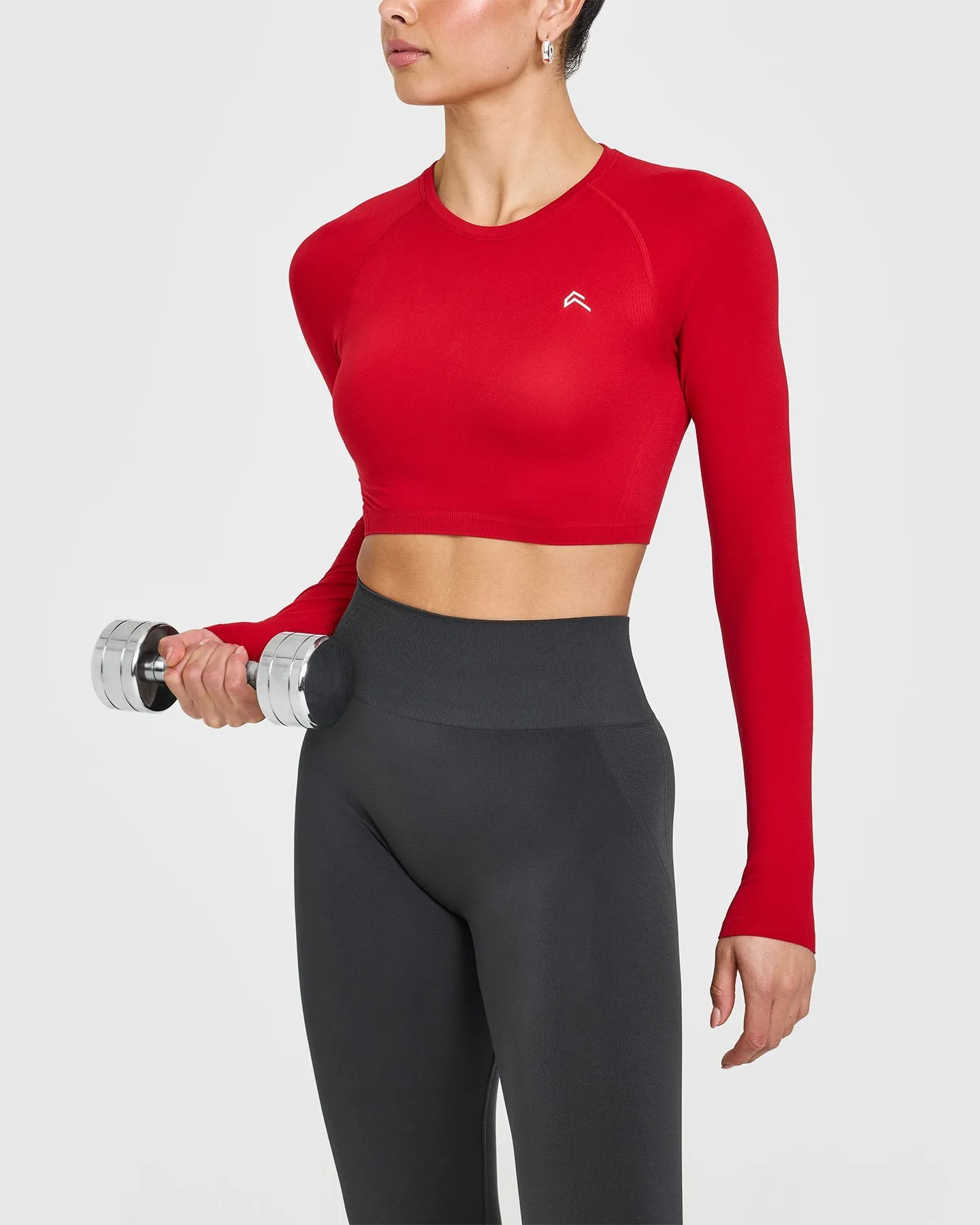 Go To Seamless Fitted Crop Long Sleeve Top | Fire Red
