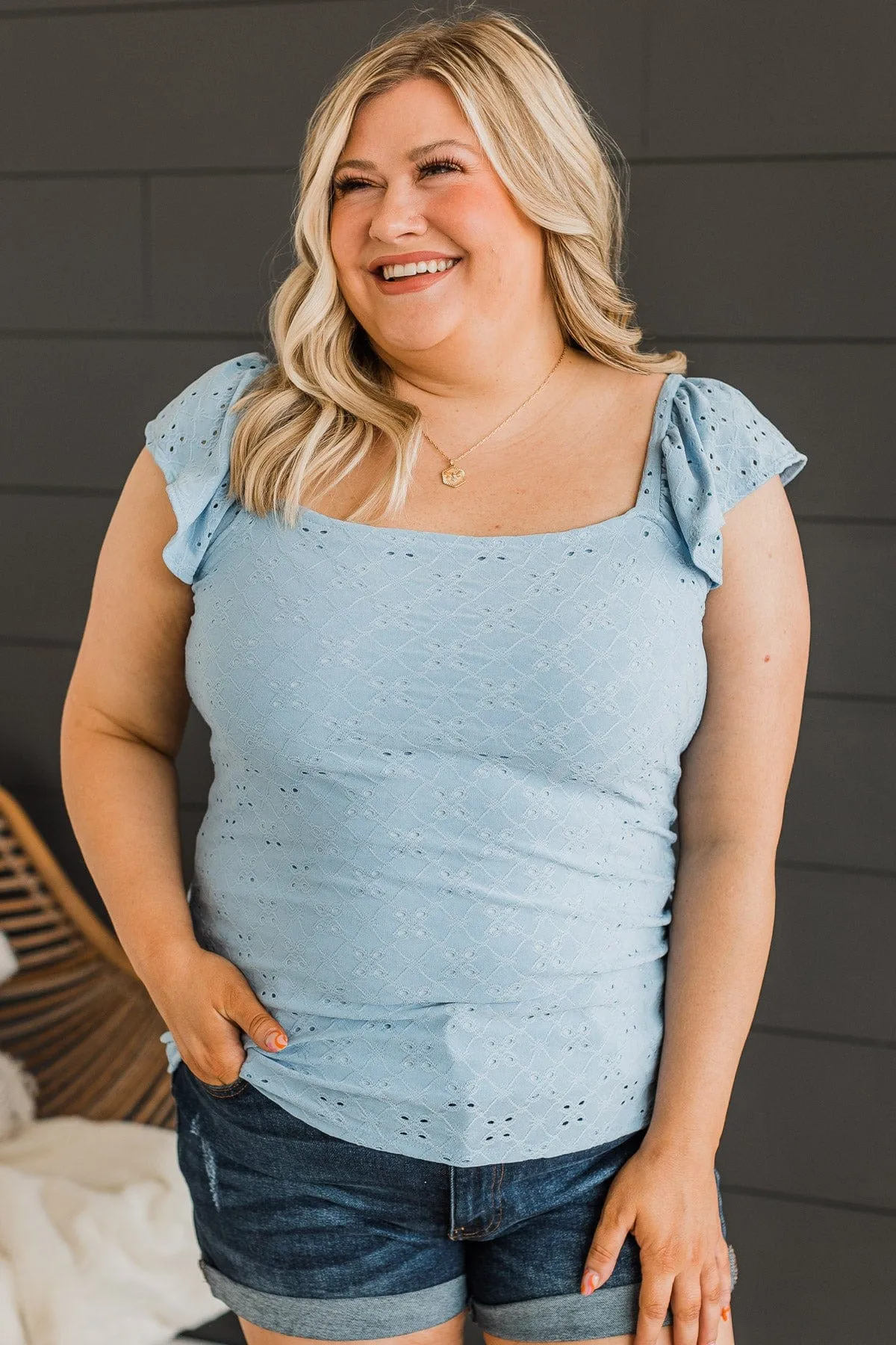 Go With Grace Tank Top- Light Blue