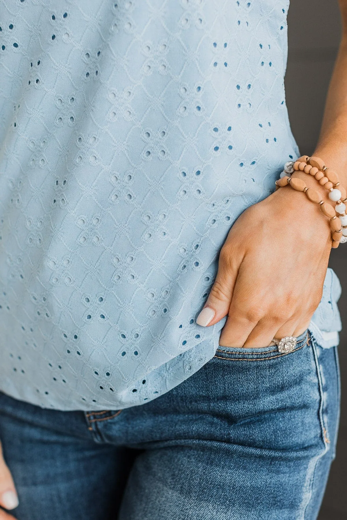 Go With Grace Tank Top- Light Blue