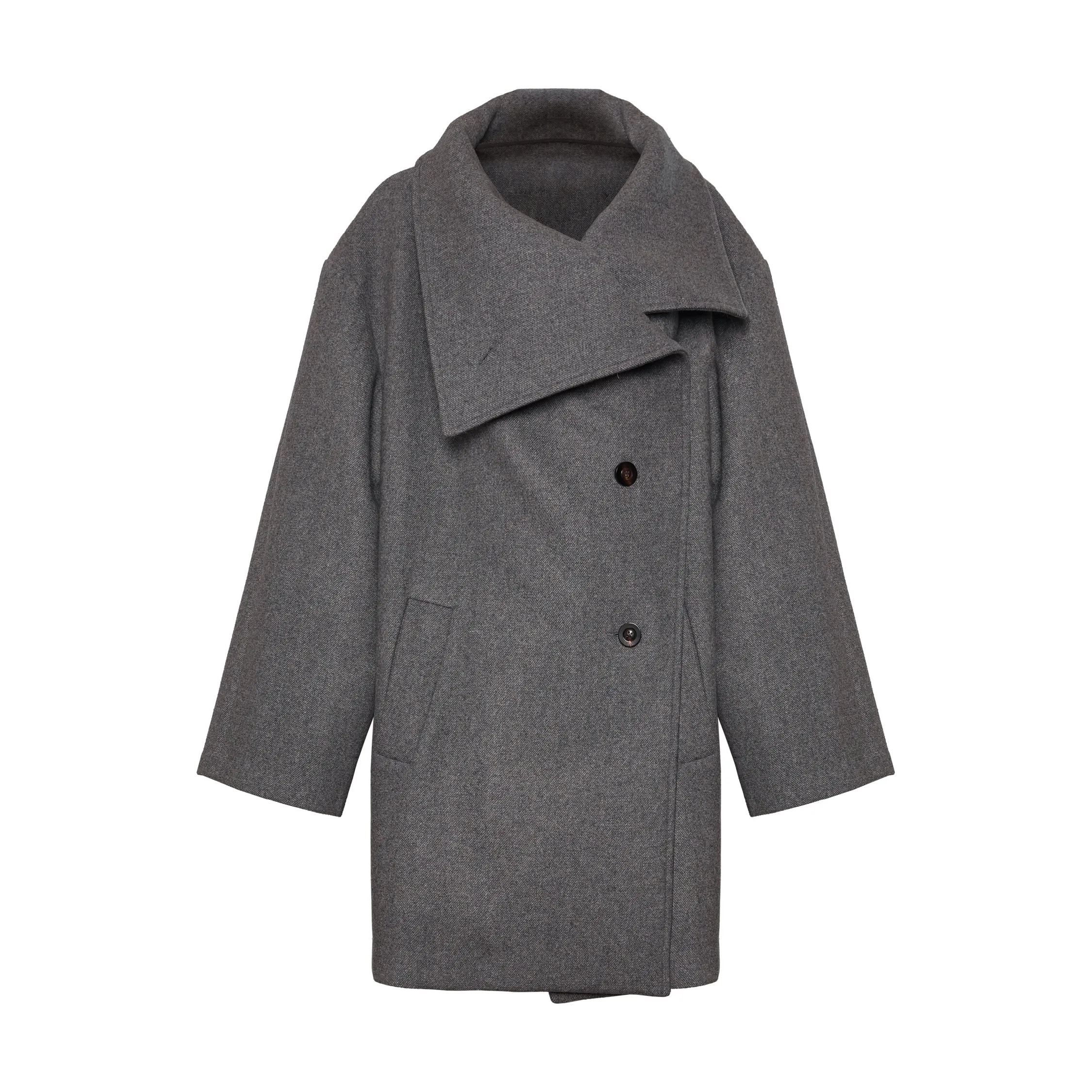 Gray Oversized High Collar Coat