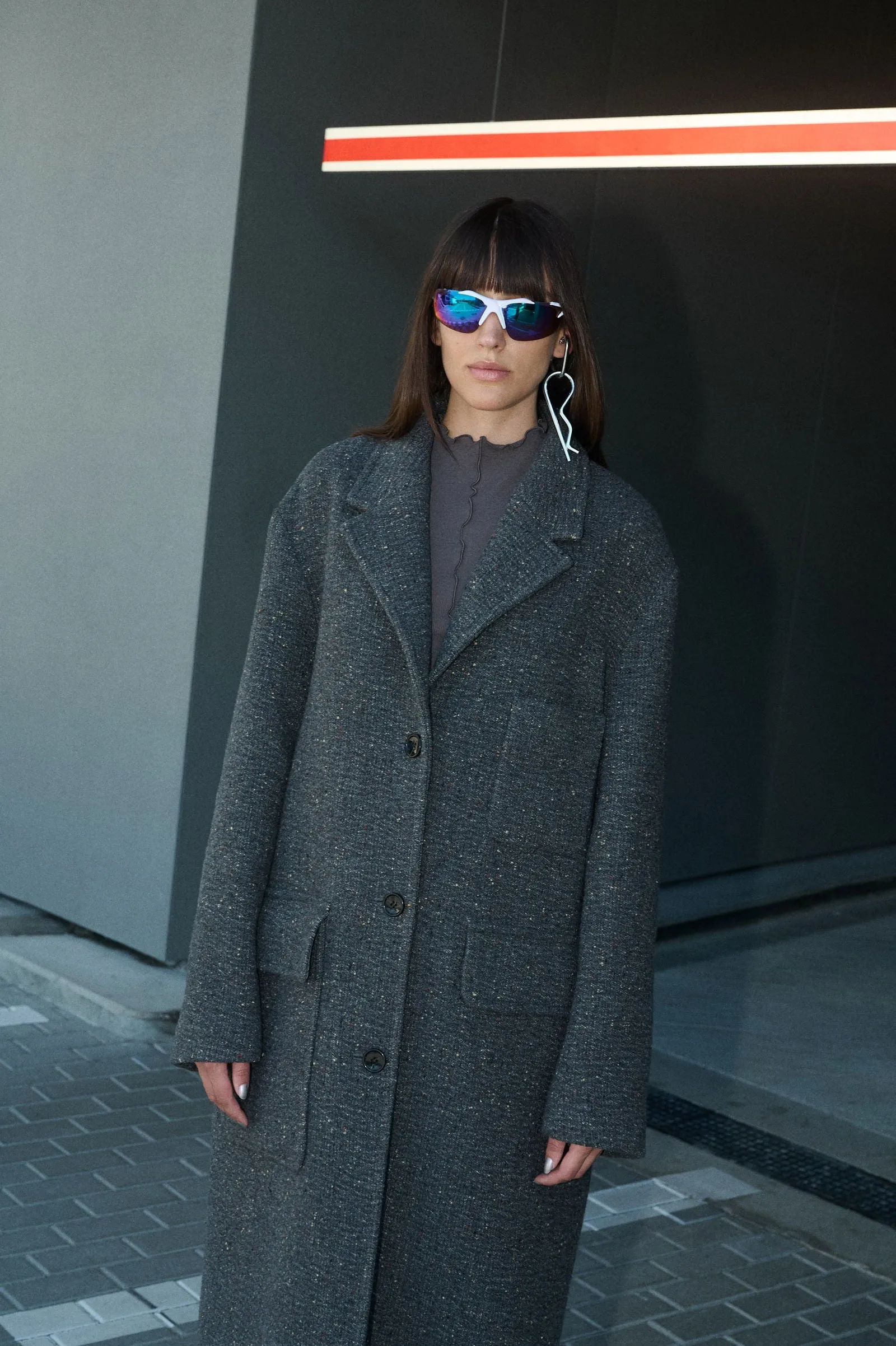 GREY MOUSE SINGLE-BREASTED WOOL COAT