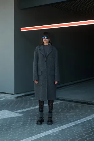 GREY MOUSE SINGLE-BREASTED WOOL COAT