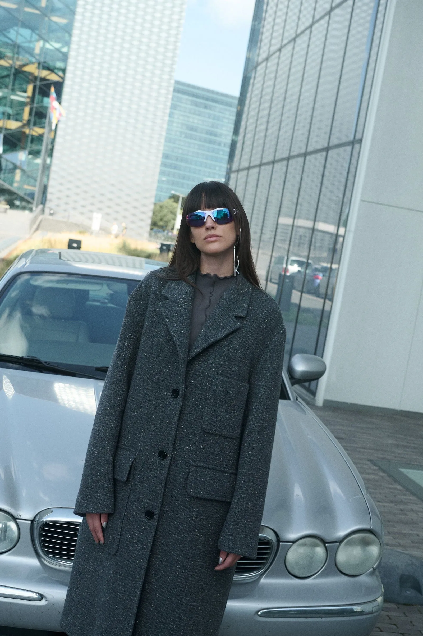 GREY MOUSE SINGLE-BREASTED WOOL COAT