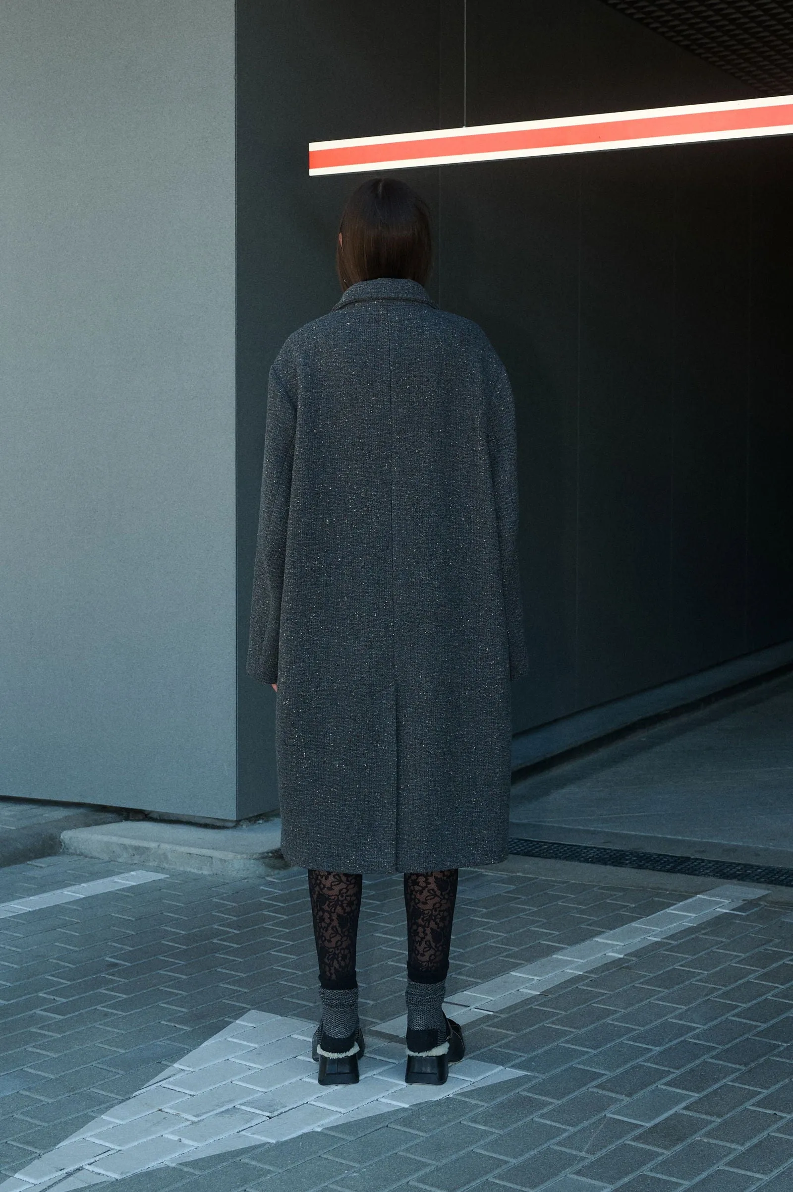 GREY MOUSE SINGLE-BREASTED WOOL COAT