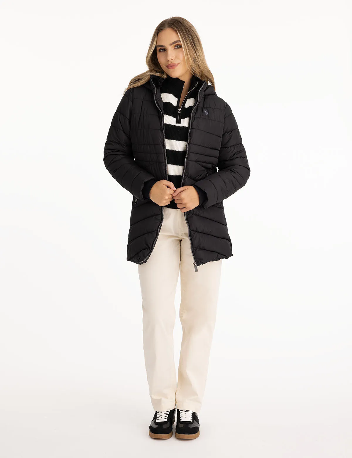 HALF ZIP MOCK NECK STRIPE SWEATER