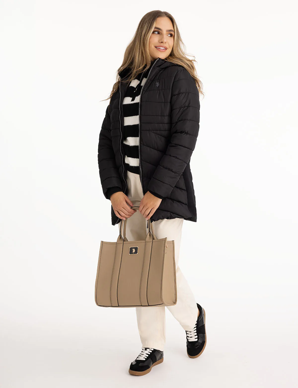 HALF ZIP MOCK NECK STRIPE SWEATER