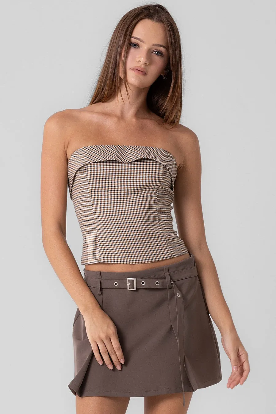 Hannah Houndstooth Tube Top