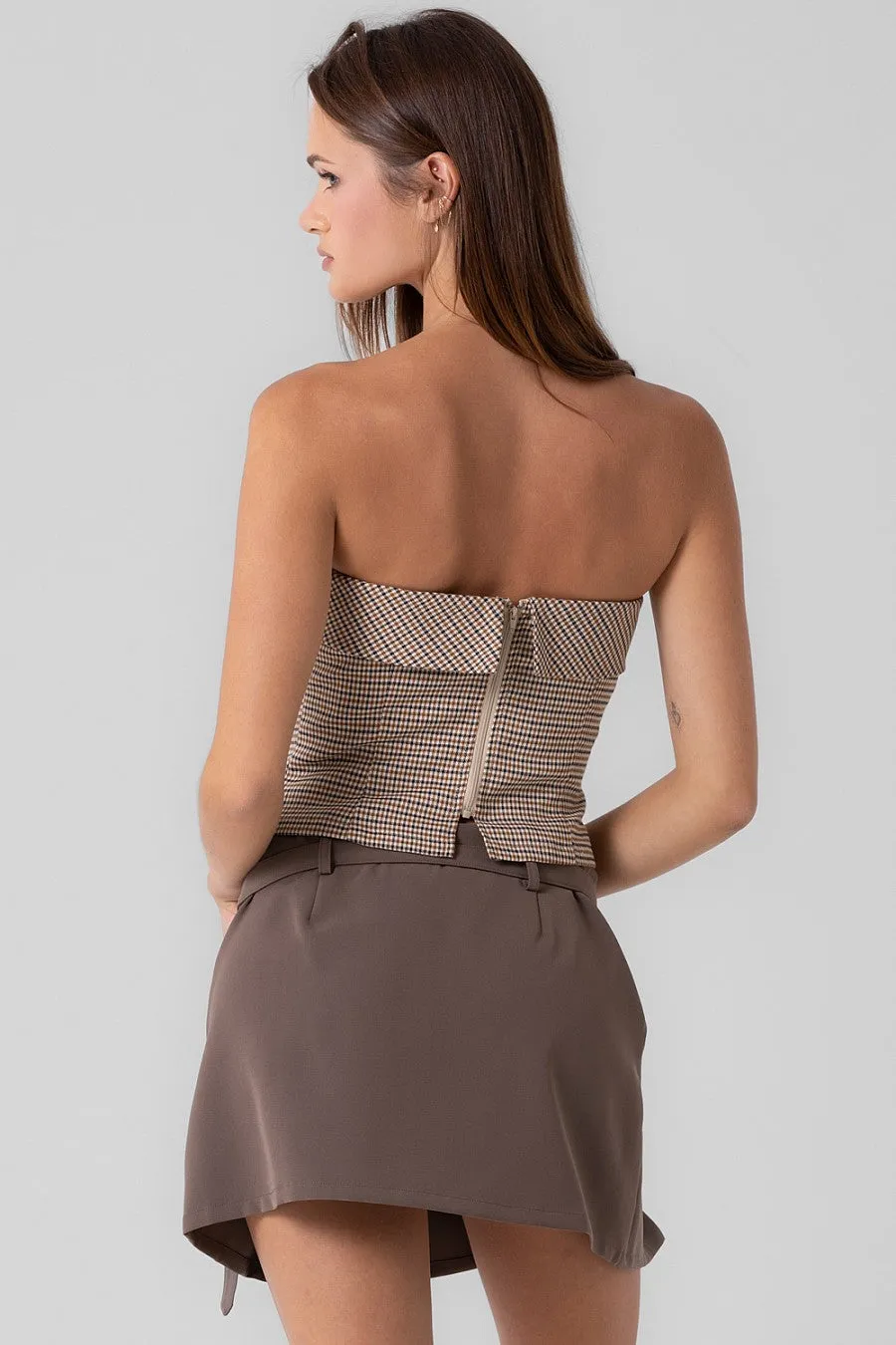 Hannah Houndstooth Tube Top