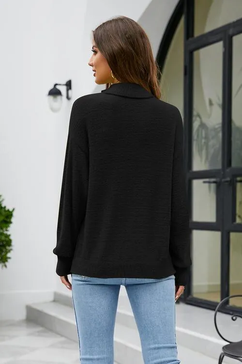 Hello Fall Long Sleeve Knit Mock Neck Sweater