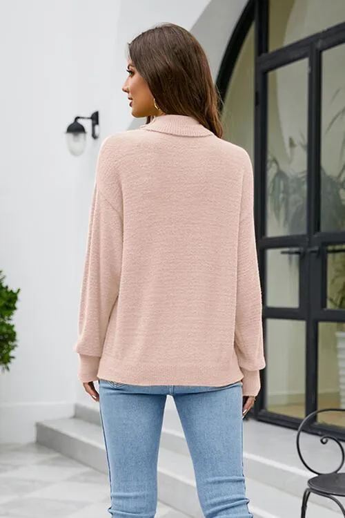 Hello Fall Long Sleeve Knit Mock Neck Sweater