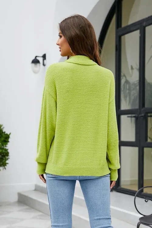 Hello Fall Long Sleeve Knit Mock Neck Sweater