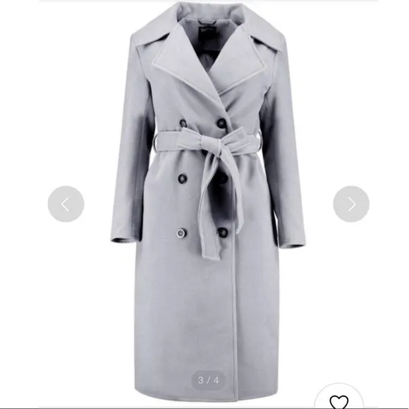 🎉Host Pick🎉 Boohoo Petite Nicole Belted Wool Look Robe Duster Coat Size 4P NWT