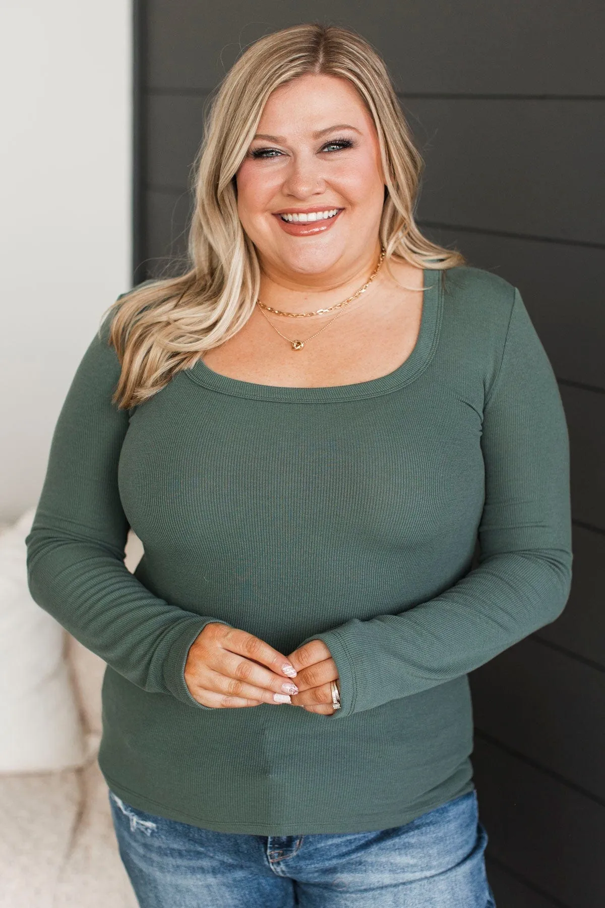 Inspiring Wonder Long Sleeve Top- Hunter Green
