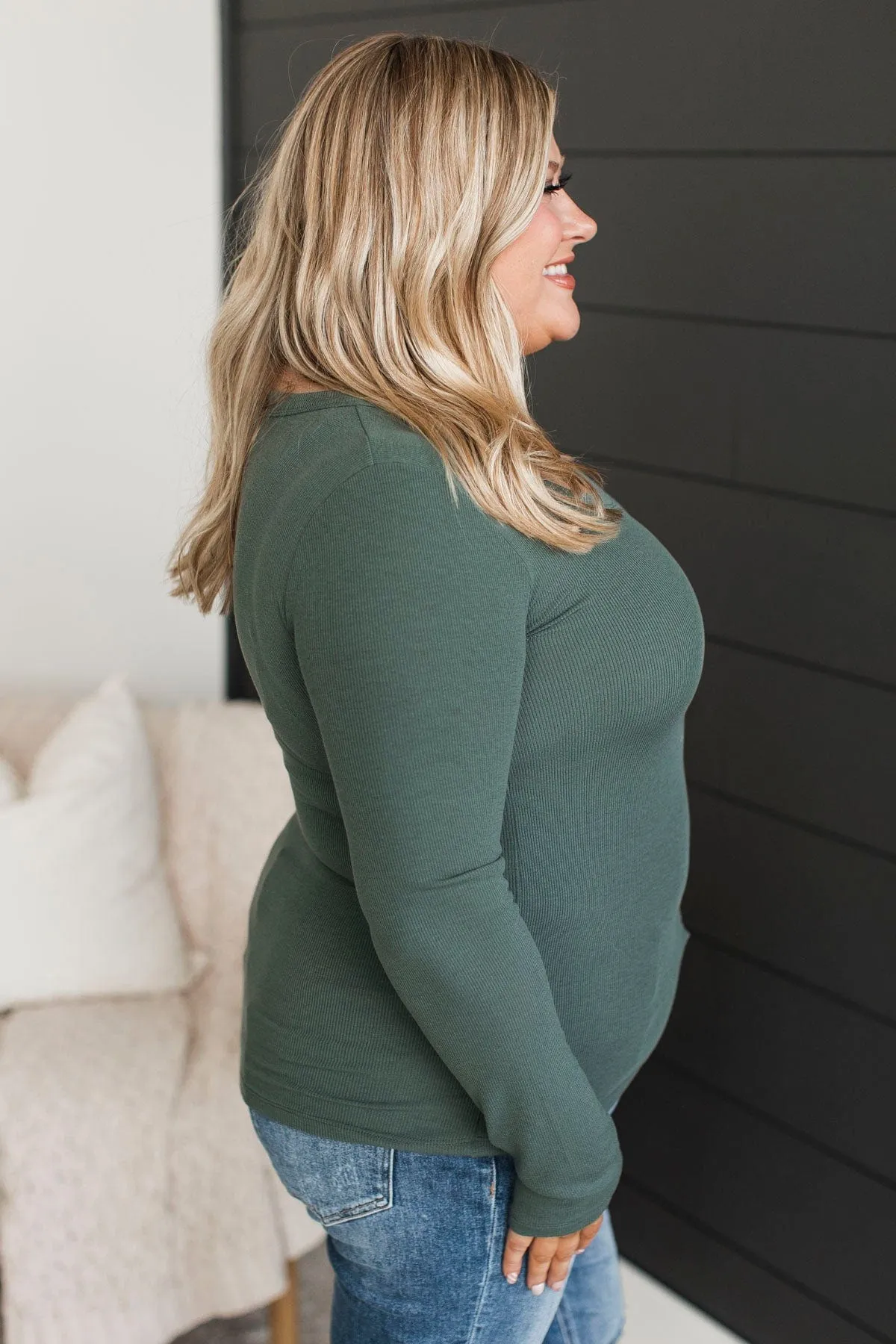 Inspiring Wonder Long Sleeve Top- Hunter Green