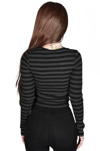 Izora Ribbed Top - Grey/Black -