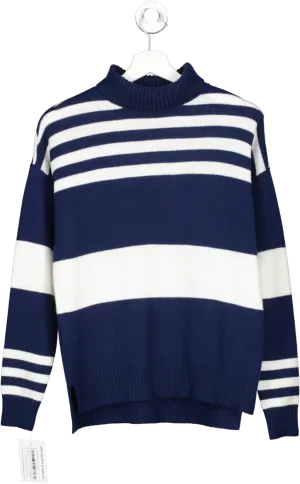 J McLaughlin Blue Clara Cashmere Turtleneck In Stripe UK S