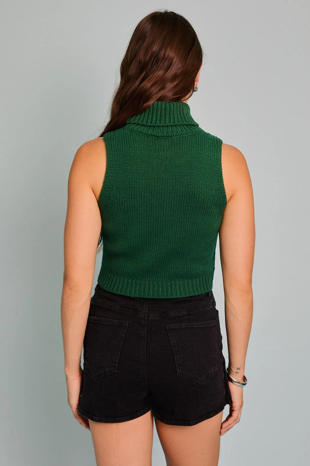 JOY- Turtleneck Sleeveless Knit Top
