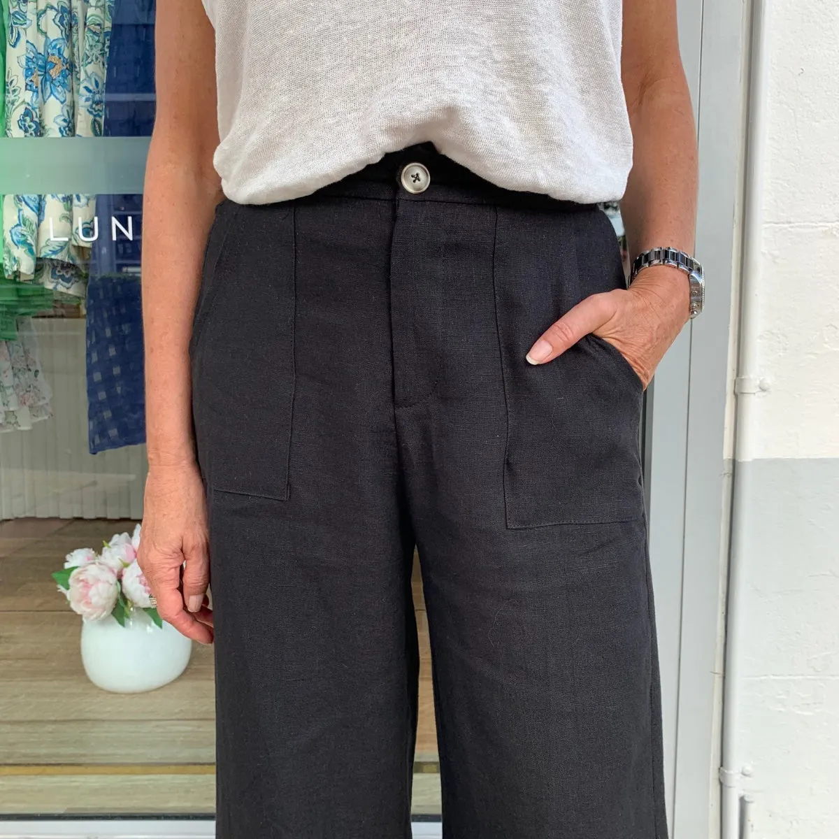Jude Linen Pants (Black)