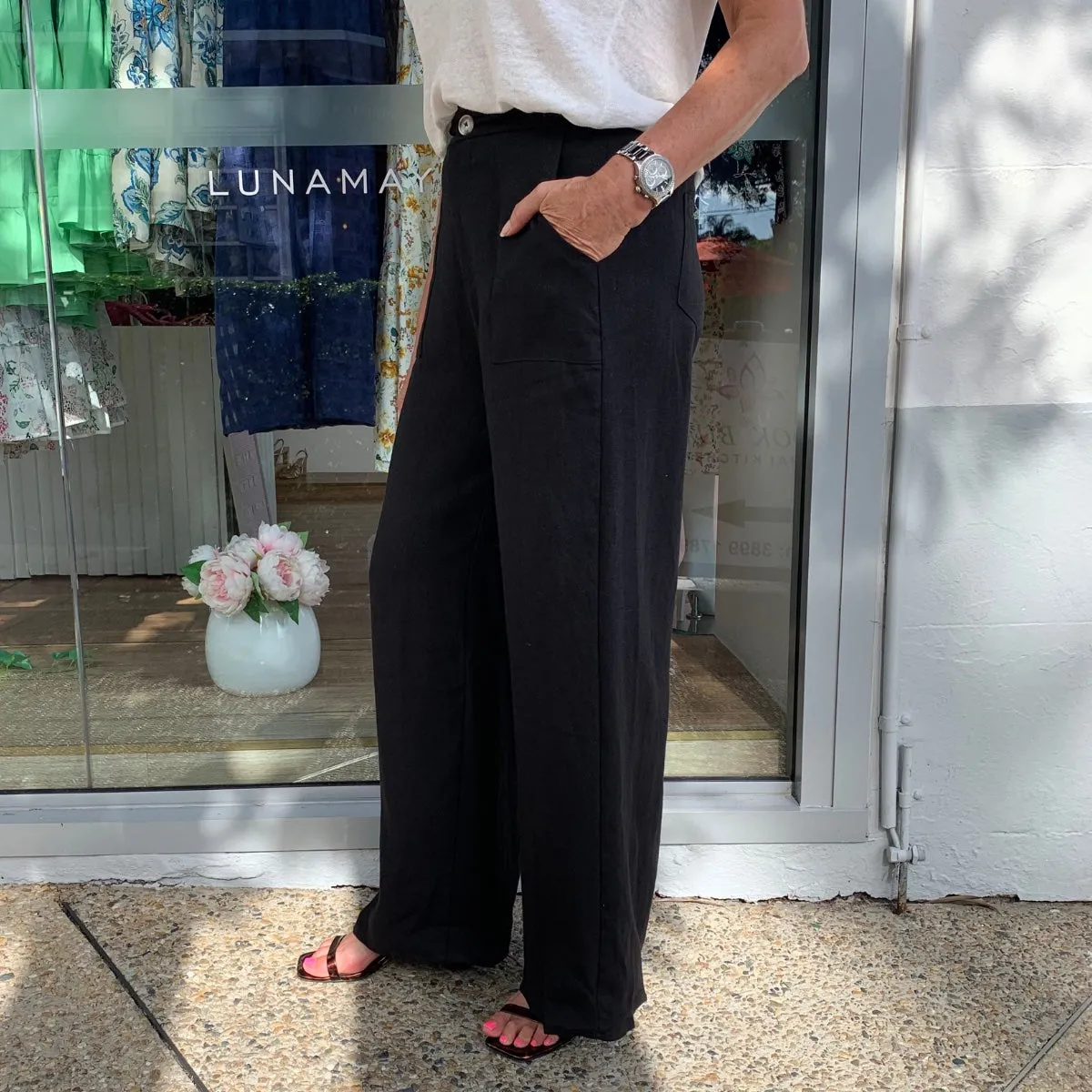 Jude Linen Pants (Black)