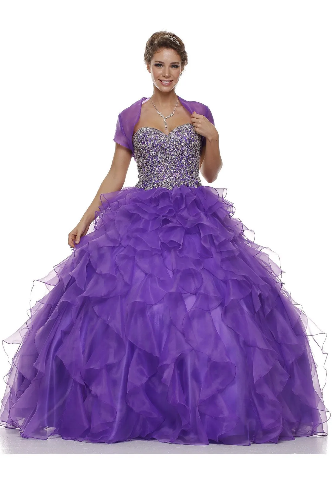 Juliet 322 Corset Bodice Strapless Ruffled Tiered Puffy Gown