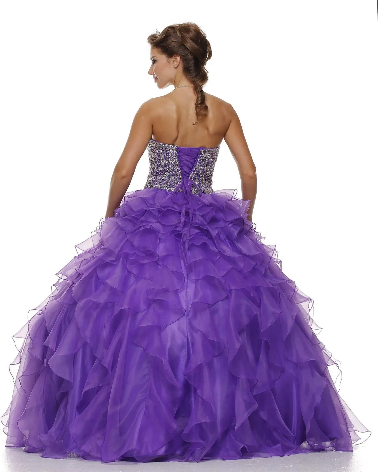Juliet 322 Corset Bodice Strapless Ruffled Tiered Puffy Gown