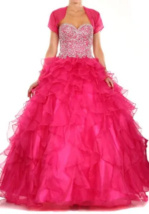 Juliet 322 Corset Bodice Strapless Ruffled Tiered Puffy Gown
