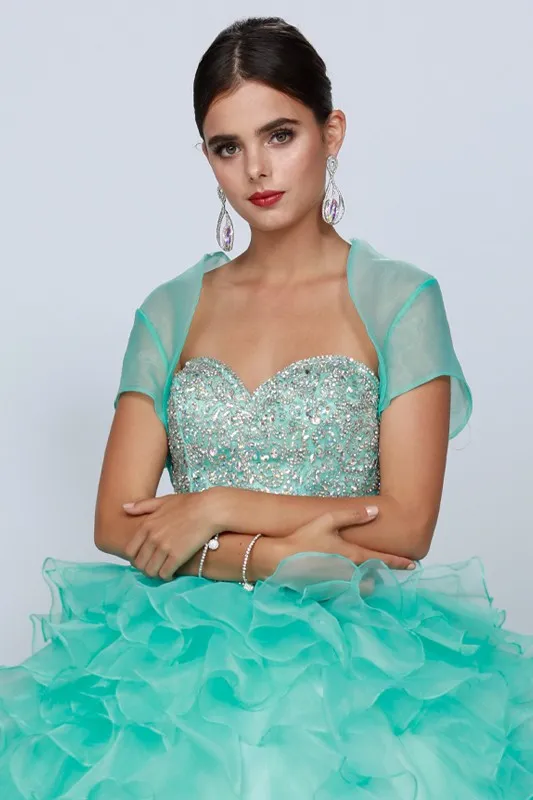 Juliet 322 Corset Bodice Strapless Ruffled Tiered Puffy Gown
