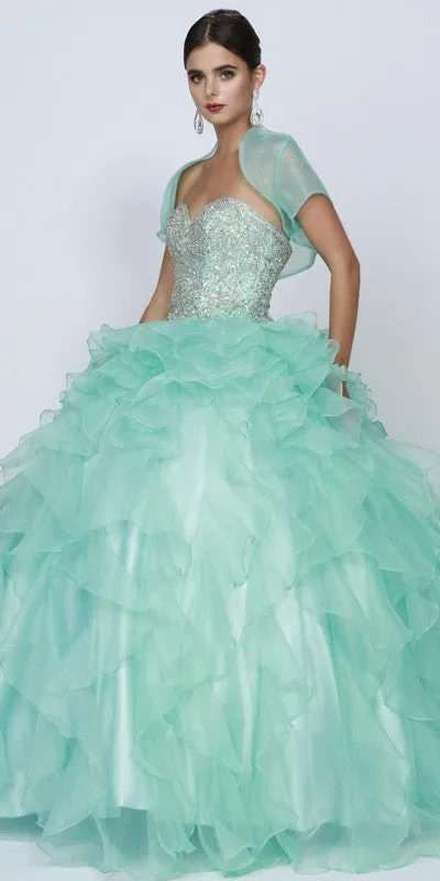 Juliet 322 Corset Bodice Strapless Ruffled Tiered Puffy Gown