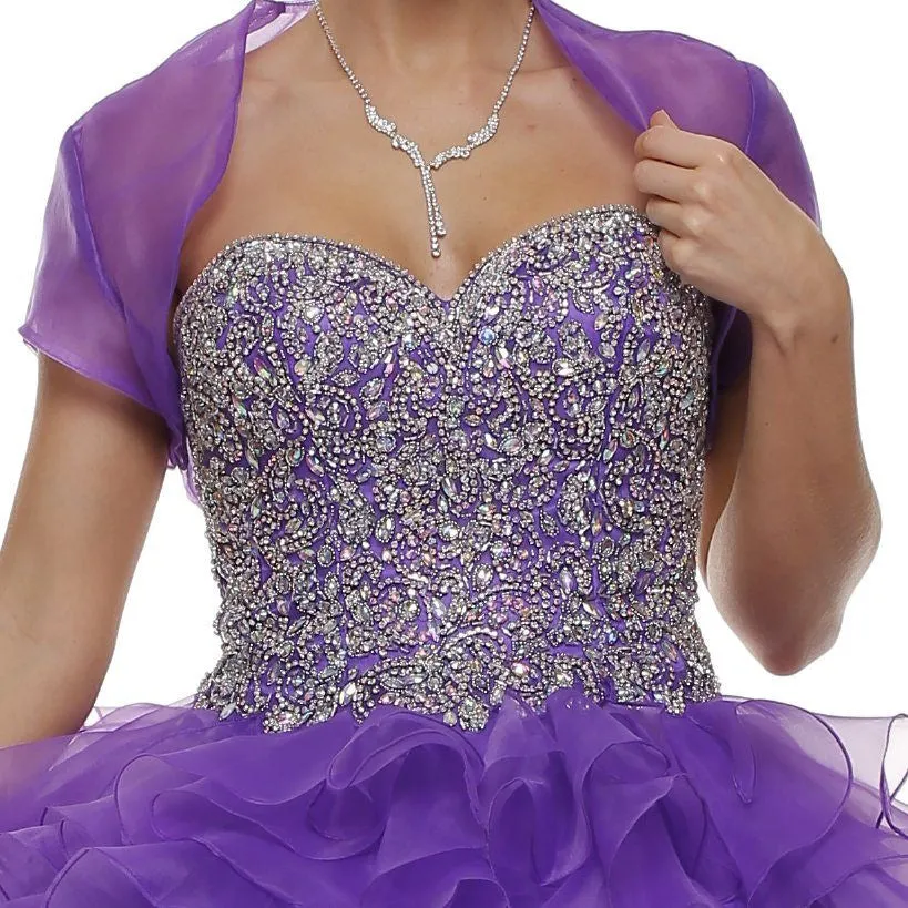 Juliet 322 Corset Bodice Strapless Ruffled Tiered Puffy Gown