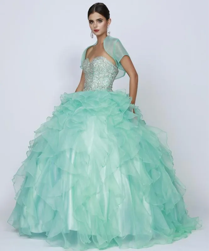 Juliet 322 Corset Bodice Strapless Ruffled Tiered Puffy Gown