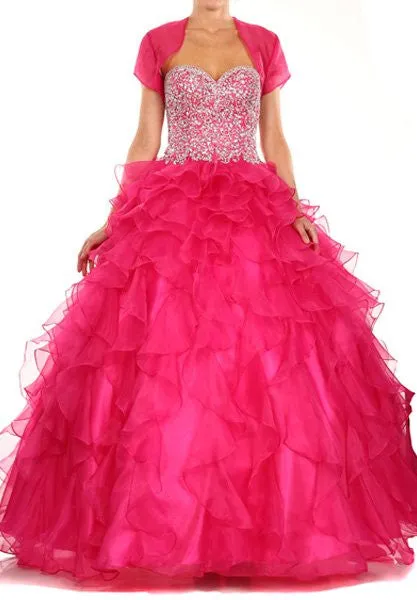 Juliet 322 Corset Bodice Strapless Ruffled Tiered Puffy Gown