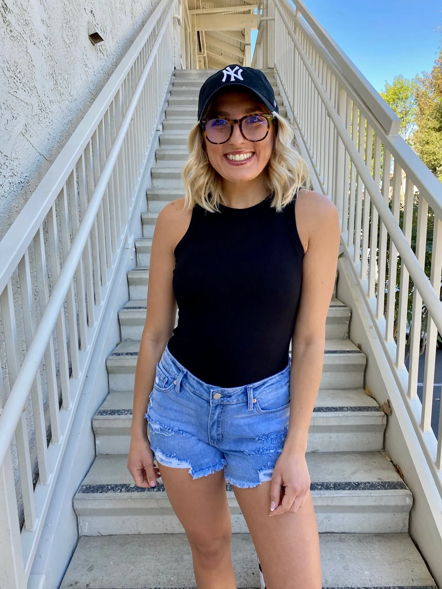 Katy Ribbed Tank in Black
