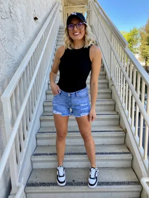Katy Ribbed Tank in Black